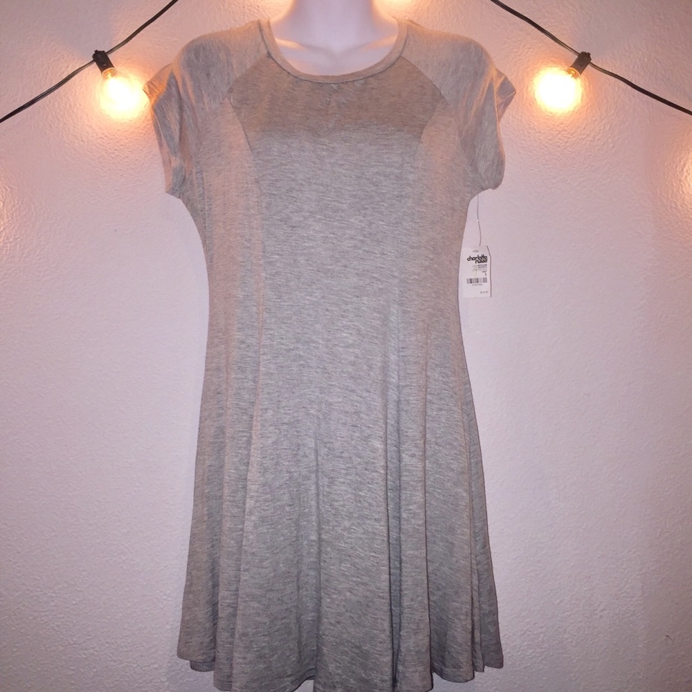 Charlotte Russe Grey T-Shirt swing Dress Large - Picture 2 of 8